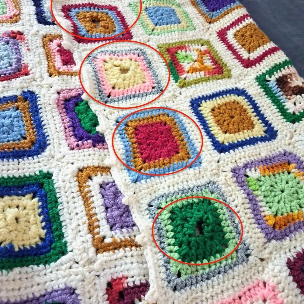 Vintage Granny Square Crochet Afghan Throw 54 x 38 Handmade BOHO Colorful